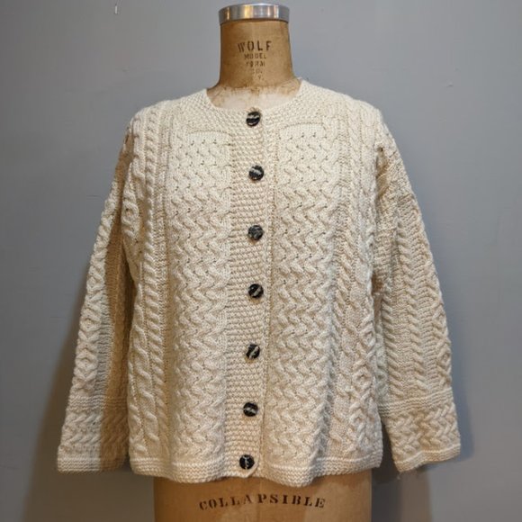 Authentic Irish Sweater Aran Carraig Donn Wool - Picture 1 of 10